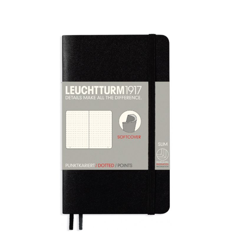 LT Notatbok Dots A6, Sort Hard / Softcover