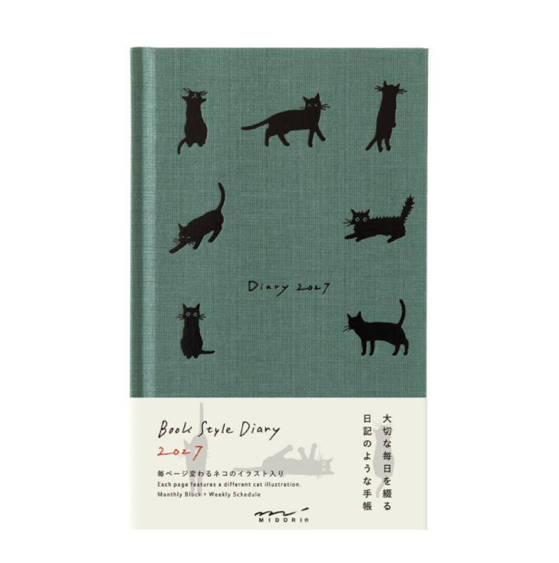 Midori Diary Cat Green 2027 Weekly  - B6 Slim