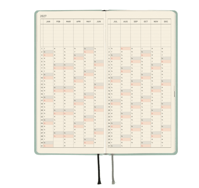 HOBONICHI Weeks 2027, Paper Series; Frosty Jade