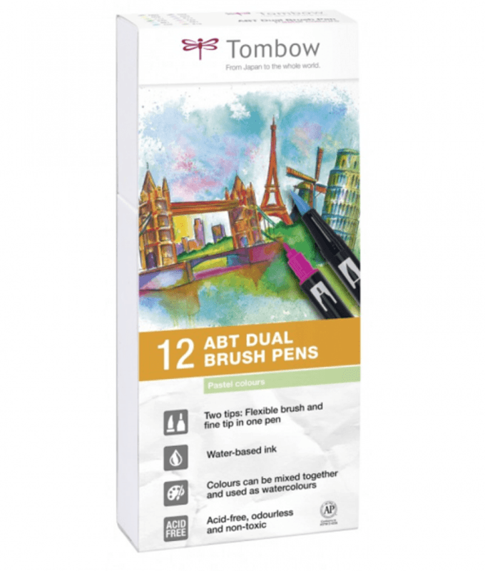 Tombow 12 stk Dual Brush pens, Pastel