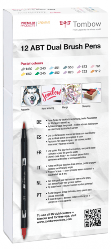 Tombow 12 stk Dual Brush pens, Pastel