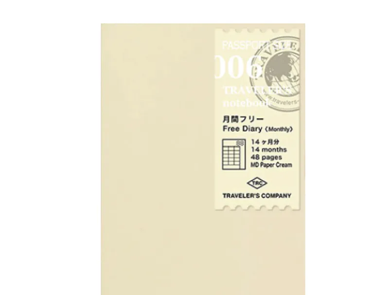 Travelers Notebook Free Diary Monthly 006, Passport size