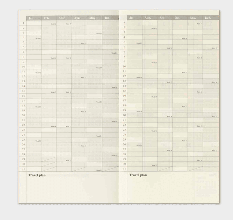 Travelers Notebook Diary 2027 MONTHLY, Regular size