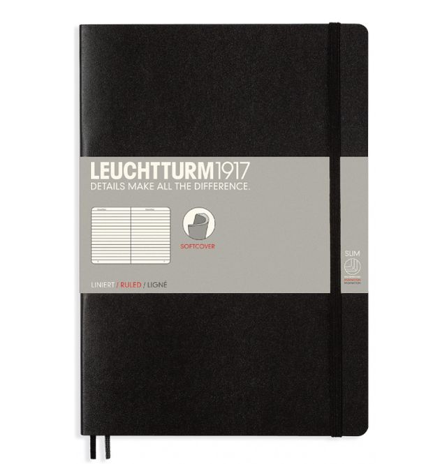 Hovedbilde LT Notabok Softcover B5 Linjer, Sort
