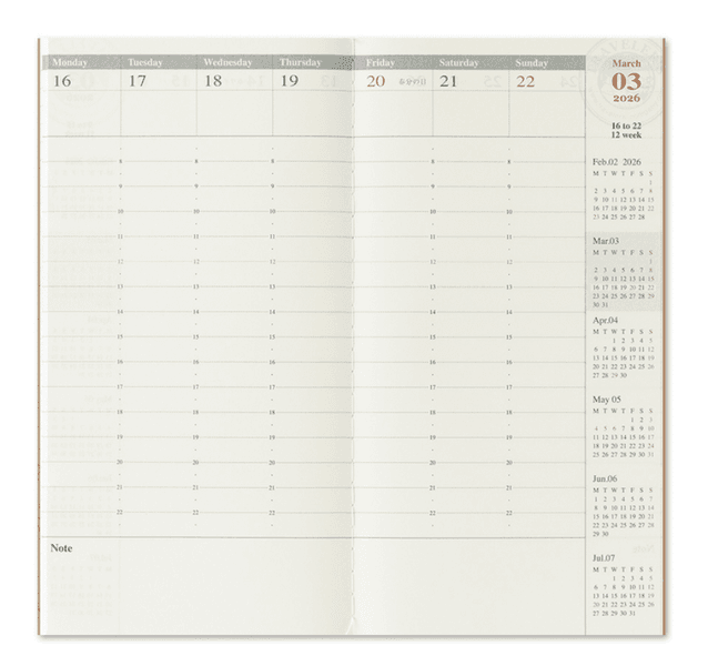Travelers Notebook Diary 2026 WEEKLY Vertical, Regular size