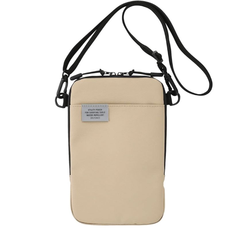 Delfonics Water-Repellent Smartphone bag with shoulder strap, Beige