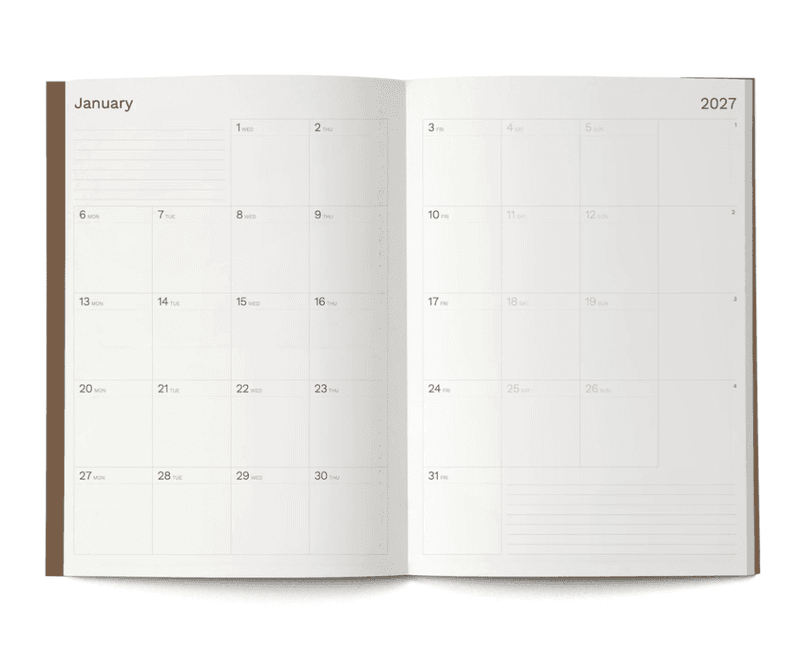 Octagon Monthly Planner PLUS Cappuccino 2027, A4 