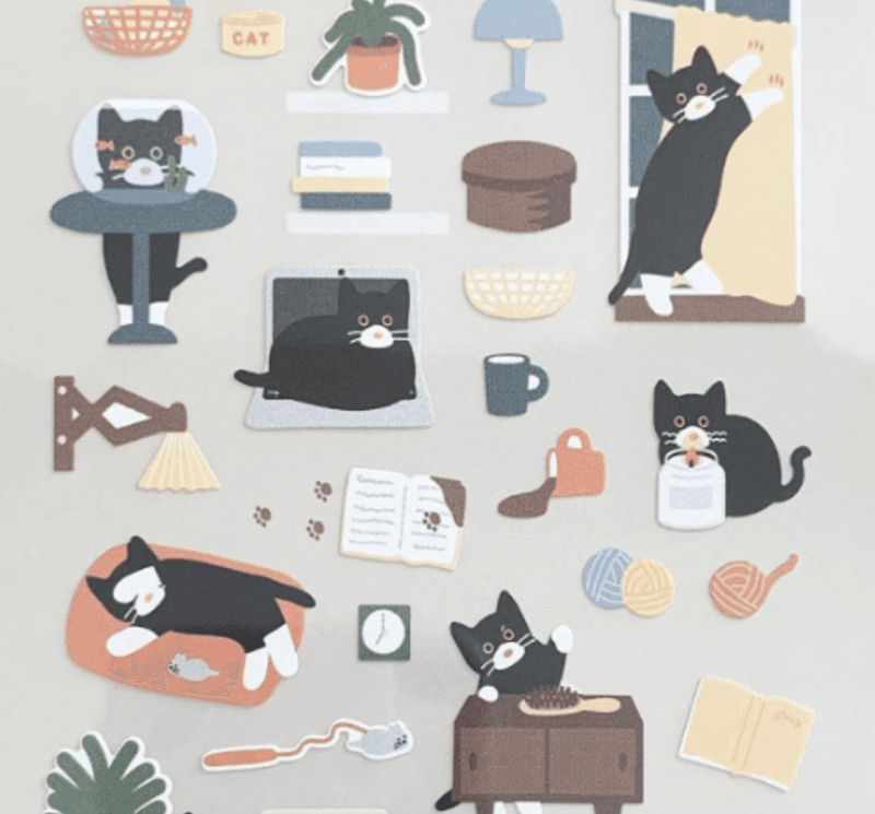 Suatelier Stickers Cats Catch