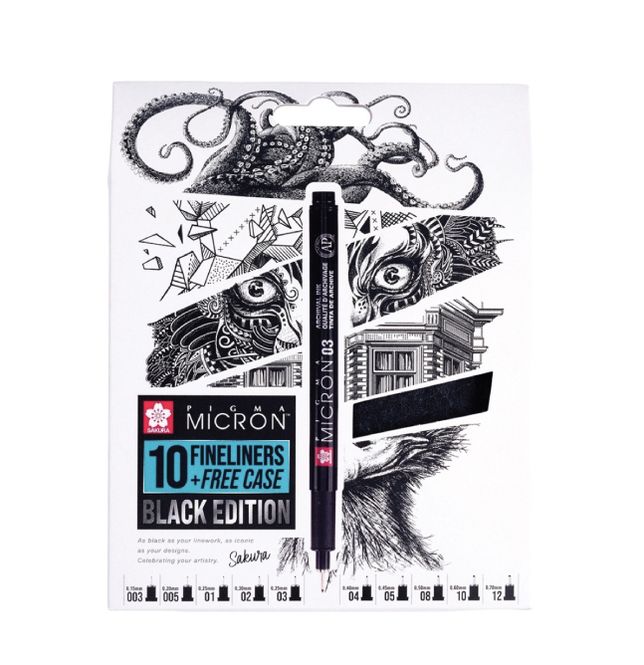 Hovedbilde Sakura Micron Fineliners, Black Edition 10 stk ...