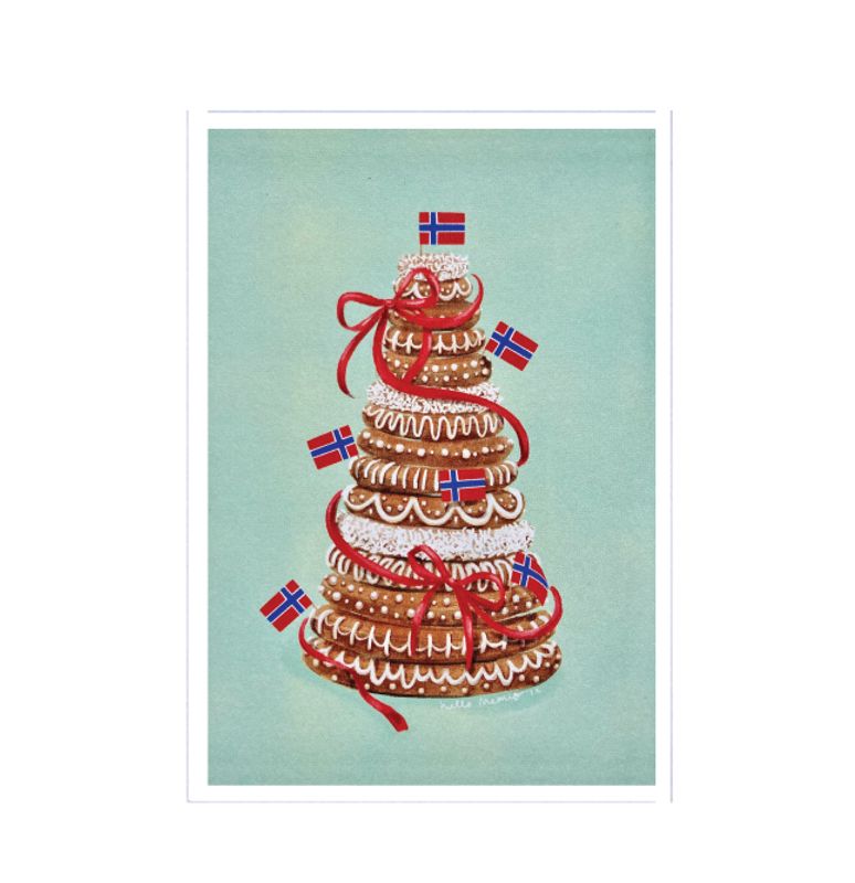 Hellomemio Foldekort m konvolutt KRANSEKAKE